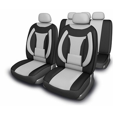 Чехлы сиденья SKYWAY Protect Plus- 5 велюр/сетка 11 предм. черно/серый