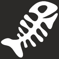 Наклейка БЛИКЕР термо плоттер  Скелет рыбы светоотр (50х50) цвет серебро (упак 1шт) SKYWAY