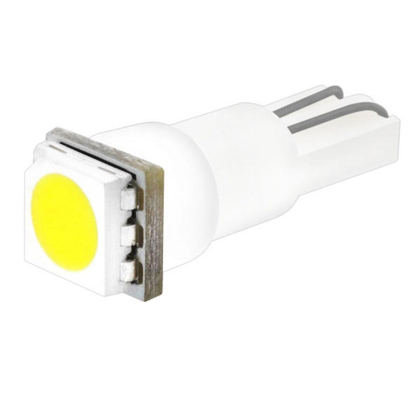 Автолампа диод  T5 (W1,2W) 12V  1 SMD 1-конт Белая SKYWAY min10 панель