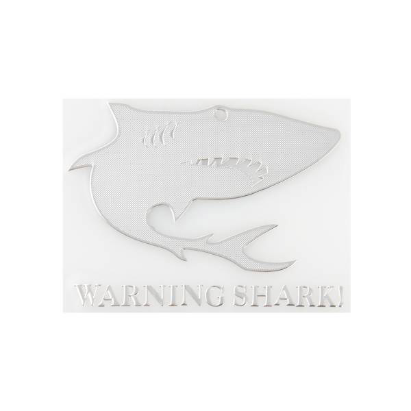 Шильдик металлопластик SW "WARNING SHARK" 55*30мм (наклейка)