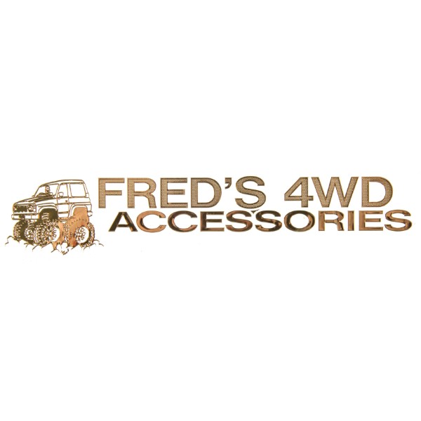 Шильдик металлопластик SW "4WD FRED'S ACCESSORIES" Желтый 140*25мм (наклейка)