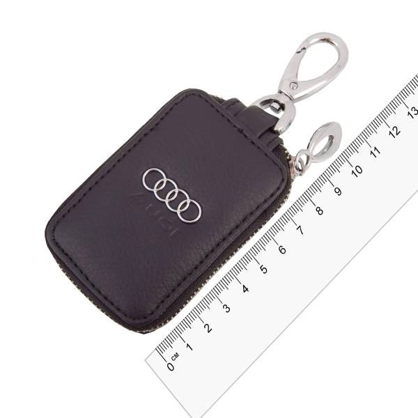 Ключница кожаная  SW прямоугольная, черная, с молнией Audi
