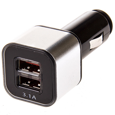 Зарядное устройство (адаптер) 12V USBх2 (1.0+2.1А)  SKYWAY Черный/серебро в коробке