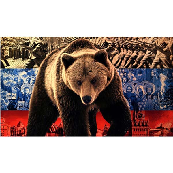 Флаг прямоугольный на липучке "Медведь" (145х250) фон флаг (уп.1шт) SKYWAY