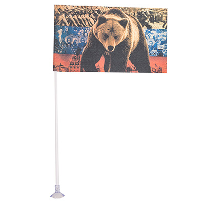 Флаг прямоугольный на присоске " Медведь" (145х250) фон флаг (уп.1шт) SKYWAY