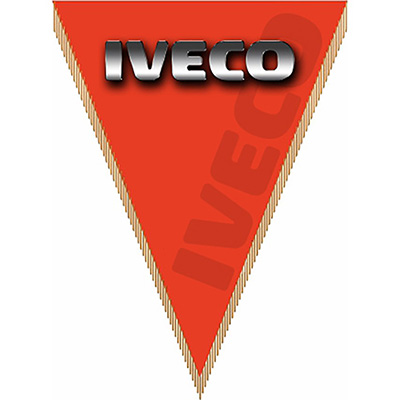 Вымпел треугольный IVECO фон оранжевый (260х200) цветной  (уп.1шт) SKYWAY