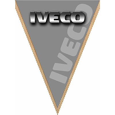 Вымпел треугольный IVECO фон серый (260х200) цветной  (уп.1шт) SKYWAY
