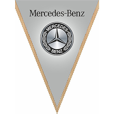 Вымпел треугольный Mersedes-Benz  фон серый (260х200) цветной  (уп.1шт) SKYWAY