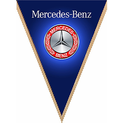 Вымпел треугольный Mersedes-Benz  фон синий (260х200) цветной  (уп.1шт) SKYWAY