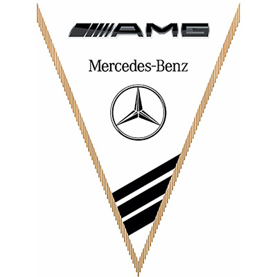 Вымпел треугольный Mersedes-Benz amg белый  (260х200) цветной  (уп.1шт) SKYWAY