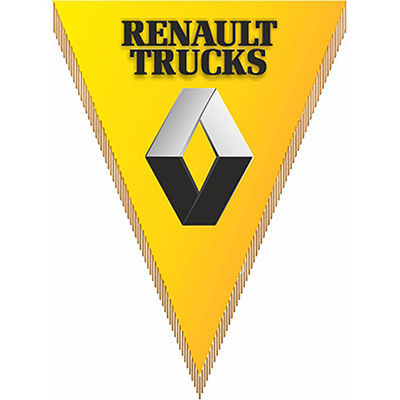 Вымпел треугольный RENAULT trucks фон желтый (260х200) цветной  (уп.1шт) SKYWAY