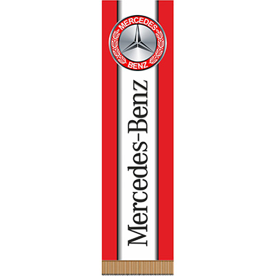 Вымпел прямоугольный Mersedes-Benz фон красный (200х55) цветной (1шт) SKYWAY