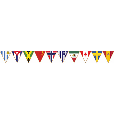 Гирлянда треуг. "Флаги стран Канада,Куба..." №2 (10х150х1520) с бахромой SKYWAY