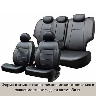 Чехлы сиденья Toyota Ipsum/Picnic, 2001-2009, 7-ми мест, второй ряд 60/40 Экокожа/ экокожа перфор. 21 предм. SKYWAY Черный прав руль