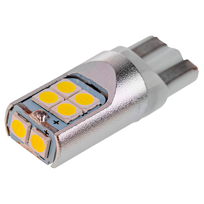 Автолампа диод T10 (W5W) 12/24V 10 SMD 1-конт биполярная Белая SKYWAY CAN BUS габарит/стоп/салон/номер