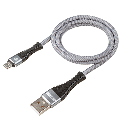 Кабель USB - microUSB 10W 2A SKYWAY в мягкой оплетке серый 1м