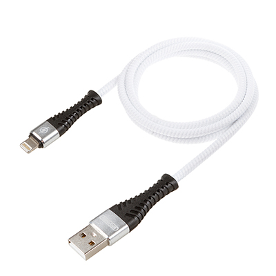 Кабель USB - Lightning 10W 2A SKYWAY в мягкой оплетке белый 1м