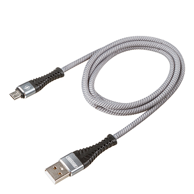 Кабель USB - microUSB 10W 2A SKYWAY в мягкой оплетке серый 1,5м