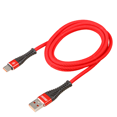 Кабель USB - Type-C 15W 3A SKYWAY в мягкой оплетке красный 1,5м