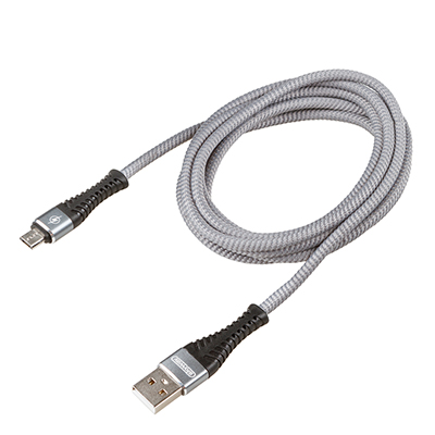 Кабель USB - microUSB 10W 2A SKYWAY в мягкой оплетке серый 2м