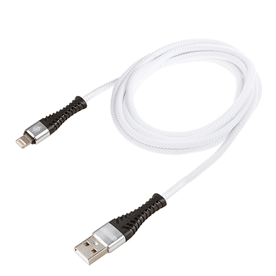 Кабель USB - Lightning 10W 2A SKYWAY в мягкой оплетке белый 2м