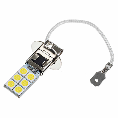 Автолампа диод  H3 12V 12 SMD 1-конт Белая SKYWAY комп.2 шт дальний/ближний/противотуманки