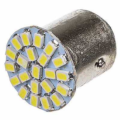 Автолампа диод S25 (P21/5W) 12V 22 SMD BAY15d 2-конт Белая SKYWAY комп.2 шт противотуманки/поворот/задний ход/стоп