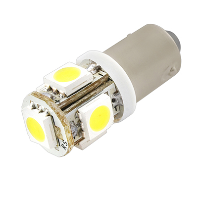 Автолампа диод T8,5 (T4W) 12V 5 SMD диодов 1-конт BA9s Белая SKYWAY (в компл. 2 шт.)