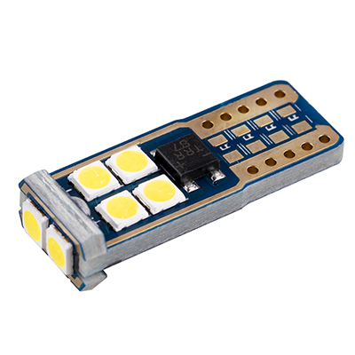 Автолампа диод T10 (W5W) 12V 10 SMD без цоколя 1-конт Белая SKYWAY CAN BUS комп.2 шт габарит/стоп/салон/номер