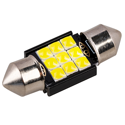 Автолампа диод T11 (C5W) 12V 9 SMD диодов 1-конт 31мм Белая SKYWAY (в компл. 2 шт.)