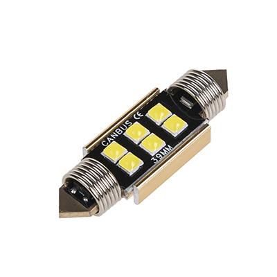 Автолампа диод T11 (C5W) 12V 6 SMD диодов 1-конт 39мм (CANBUS) Белая SKYWAY (в компл. 2 шт.)