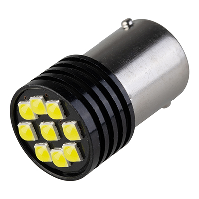 Автолампа диод S25 (P21W) 12V 9 SMD диодов 1-конт BA15s Белая SKYWAY (в компл. 2 шт.)