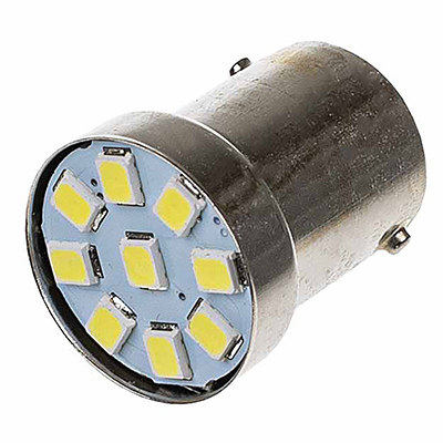 Автолампа диод S25 (P21W) 24V 9 SMD диодов 1-конт BA15s Белая SKYWAY (в компл. 2 шт.)